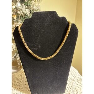 Coro Vintage Gold Tone Rolled Mesh 15 Inch Chain Retro Glamorous Look